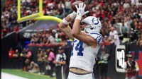 Indianapolis Colts wide receiver Alec Pierce (14) catches a touchdown pass against the Houston Texans during the first half at NRG Stadium.
