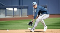 Milwaukee Brewers infielder Cooper Pratt fields a ground ball during spring training workouts Tuesday, February 17, 2026, at American Family Fields of Phoenix in Phoenix, Arizona.