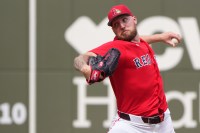 Boston Red Sox pitcher Garrett Crochet (35) throws a pitch in the first inning against the Tampa Bay Rays at JetBlue Park at Fenway South.