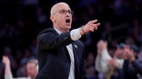 Connecticut Huskies head coach Dan Hurley coaches against the Georgetown Hoyas during the second half at Madison Square Garden.