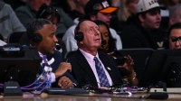Announcer Dick Vitale looks on between the Vanderbilt Commodores and the Tennessee Volunteers during the second half at Memorial Gymnasium.
