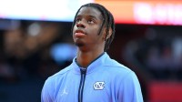 North Carolina Tar Heels forward Caleb Wilson (8) looks on prior to the game against the Syracuse Orange at the JMA Wireless Dome.