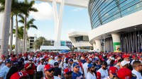 A fans attend a concert before the World Baseball Classic game between Venezuela and the Dominican Republic at loanDepot Park.