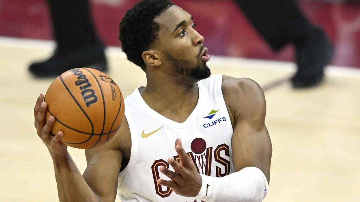 Cleveland Cavaliers guard Donovan Mitchell (45) looks to the basket in the fourth quarter against the Miami Heat at Rocket Arena.