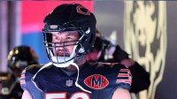 Chicago Bears center Drew Dalman (52) takes the field before the game against the Green Bay Packers at Soldier Field.