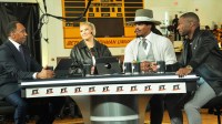 ESPN's First Take cast of Stephen A. Smith, Shae Cornette, Cam Newton and Ryan Clark during the live show at Bethune-Cookman University during the show’s HBCU fall tour, Thursday, Nov. 20, 2025.