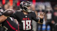 Atlanta Falcons quarterback Kirk Cousins (18) passes the ball against the New Orleans Saints during the second half at Mercedes-Benz Stadium.