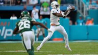 Miami Dolphins wide receiver Odell Beckham Jr. (3) makes a catch against the New York Jets during the second half at Hard Rock Stadium.