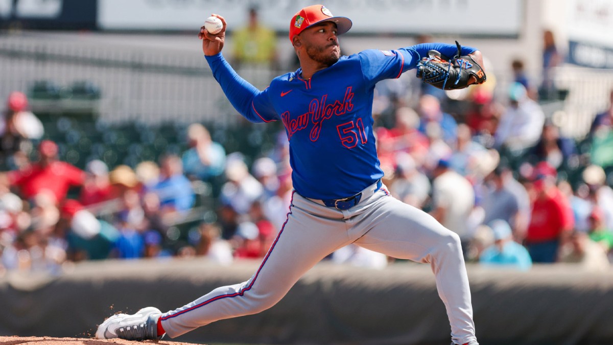 New York Mets starting pitcher Freddy Peralta (51) delivers a pitch against the St. Louis Cardinals during the first inning at Roger Dean Chevrolet Stadium.
