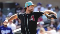 Arizona Diamondbacks pitcher Zac Gallen (23) throws to the Los Angeles Dodgers in the first inning on Feb. 25, 2026, at Salt River Fields in Scottsdale.
