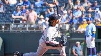 Minnesota Twins relief pitcher Genesis Cabrera (92) delivers a pitch against the Kansas City Royals during the ninth inning at Kauffman Stadium.