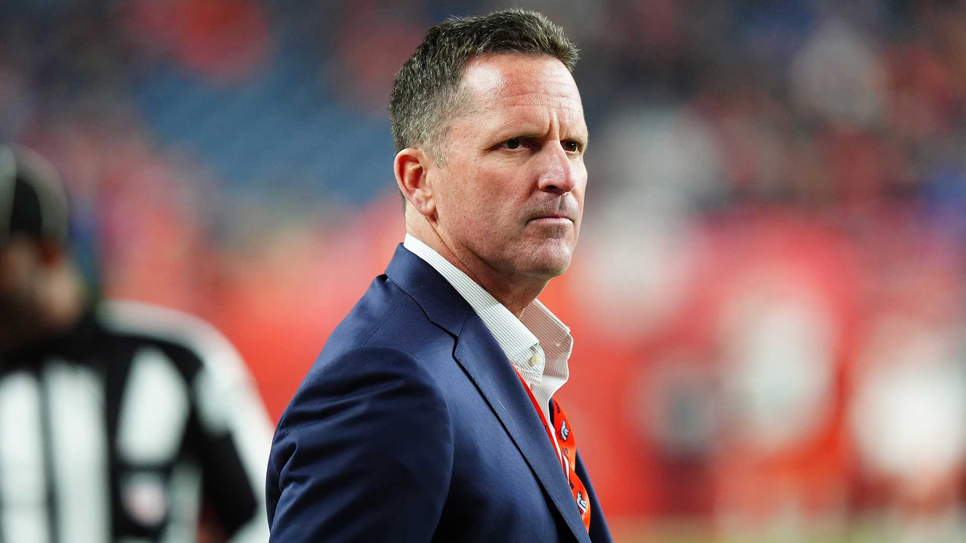Denver Broncos general manager George Paton before the game against the Cleveland Browns at Empower Field at Mile High.
