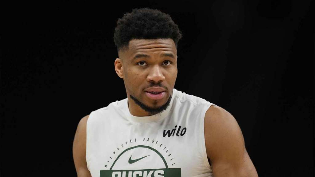 Milwaukee Bucks forward Giannis Antetokounmpo (34) during warmups prior to the game against the San Antonio Spurs at Fiserv Forum.