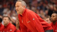 Texas Tech Red Raiders head coach Grant McCasland in the first half against the Akron Zips during a first round game of the men's 2026 NCAA Tournament at Benchmark International Arena.