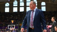 Wisconsin Badgers head coach Greg Gard during the first half between the Washington Huskies and the Wisconsin Badgers at Alaska Airlines Arena at Hec Edmundson Pavilion.