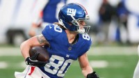 New York Giants wide receiver Gunner Olszewski (80) runs after making a catch during the fourth quarter against the Dallas Cowboys at MetLife Stadium.