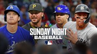 Sunday Night Baseball on NBC logo front and center. On the graphic is Shohei Ohtani, Aaron Judge, Paul Skenes, and Juan Soto.