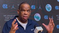 UNC basketball coach Hubert Davis during a press conference on Thursday, March 5, 2026.