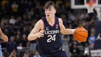 Connecticut Huskies guard Braylon Mullins (24) during the game against the Marquette Golden Eagles at Fiserv Forum.