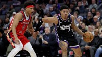 Sacramento Kings guard Killian Hayes (3) drives past New Orleans Pelicans guard Jeremiah Fears (0) during the third quarter at Golden 1 Center.