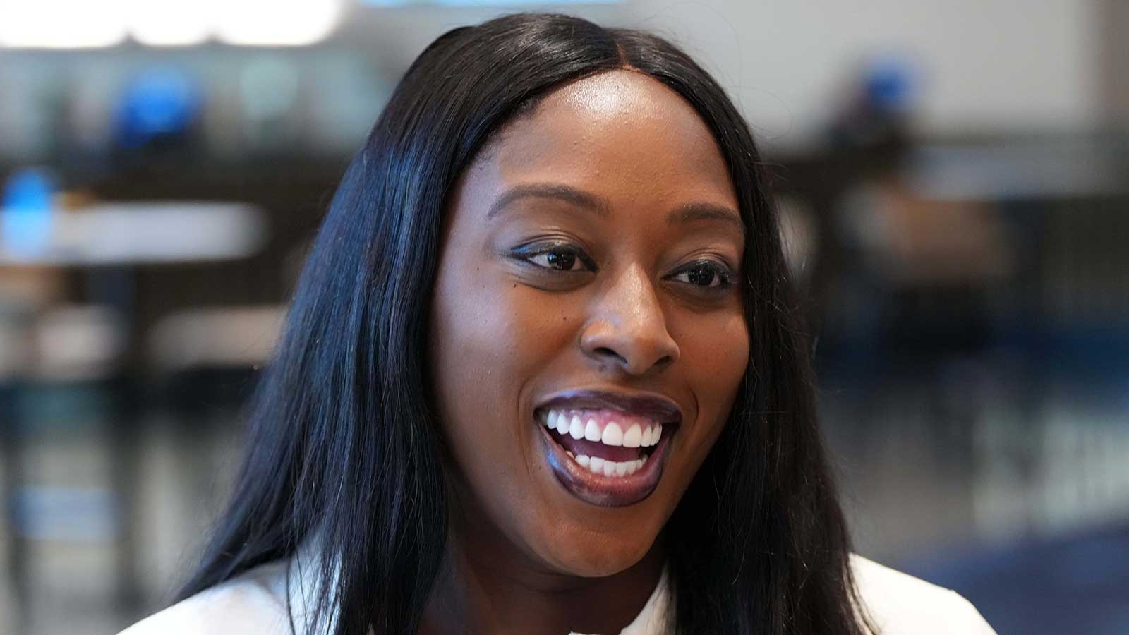 ESPN gameday analyst Chiney Ogwumike at Amalie Arena.
