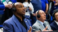 Charles Barkley interviews Kentucky Wildcats forward Mouhamed Dioubate after the game against the Indiana Hoosiers at Rupp Arena at Central Bank Center.