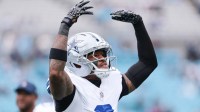 Dallas Cowboys safety Juanyeh Thomas (2) reacts during the game against the Carolina Panthers at Bank of America Stadium.