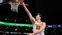 Iowa State Cyclones forward Milan Momcilovic (22) shoots the ball during the first half against the Arizona State Sun Devils at T-Mobile Center.