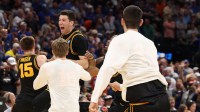 Iowa Hawkeyes forward Alvaro Folgueiras (7) celebrates after defeating the Florida Gators in a second round game of the men's 2026 NCAA Tournament at Benchmark International Arena. Mandatory Credit: Nathan Ray Seebeck-Imagn Images