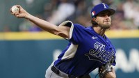 Italy starting pitcher Aaron Nola (27) pitches against Mexico in the fifth inning at Daikin Park.