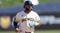 Milwaukee Brewers outfielder Jackson Chourio against the Chicago White Sox during a spring training game at American Family Fields of Phoenix.