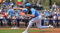 Tampa Bay Rays pitcher Jake Woodford (41) throws a pitch during the third inning against the Toronto Blue Jays at Charlotte Sports Park