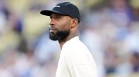 Free agent Jason Heyward looks on before the game between the Arizona Diamondbacks and the Los Angeles Dodgers at Dodger Stadium.