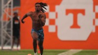 Jermod McCoy runs during Tennessee Football Pro Day 2026, at University of Tennessee on March 31, 2026.