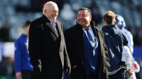 Dallas Cowboys owner Jerry Jones looks on before the game against the New York Giants at MetLife Stadium.