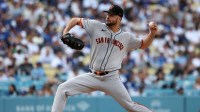 San Francisco Giants relief pitcher Joey Lucchesi (57) pitches during the ninth inning against the Los Angeles Dodgers at Dodger Stadium