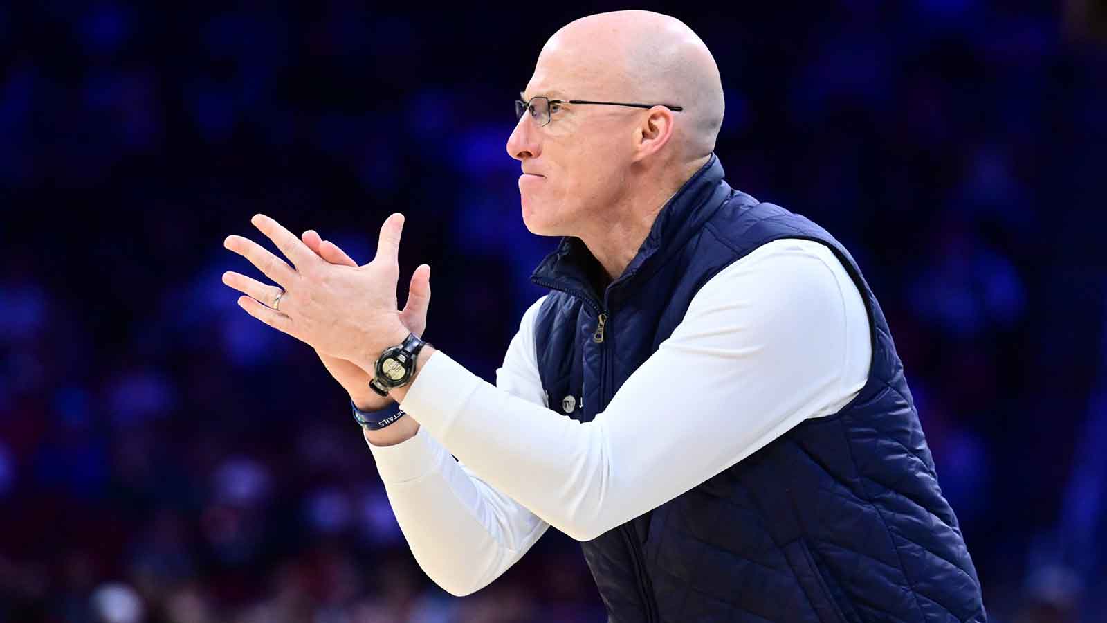 Akron Zips head coach John Groce reacts against the Kent State Golden Flashes during the first half at Rocket Arena.