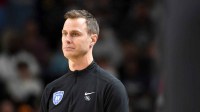 Duke Blue Devils head coach Jon Scheyer watches down court Thursday, March 19, 2026, during the NCAA Men’s Basketball Tournament first round game against the Siena Saints at Bon Secours Wellness Arena in Greenville, South Carolina.