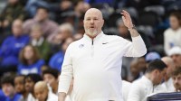 Saint Louis Billikens head coach Josh Schertz reacts during the first half at Joseph J. Gentile Arena.
