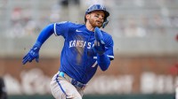 Kansas City Royals shortstop Bobby Witt Jr. (7) runs the bases against the Atlanta Braves during the eighth inning at Truist Park.