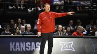 Kansas Jayhawks head coach Bill Self looks on in the first half against the California Baptist Lancers during a first round game of the men's 2026 NCAA Tournament at Viejas Arena.