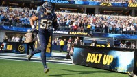 Los Angeles Chargers linebacker Khalil Mack (52) takes the field prior to a game against the Houston Texans at SoFi Stadium.