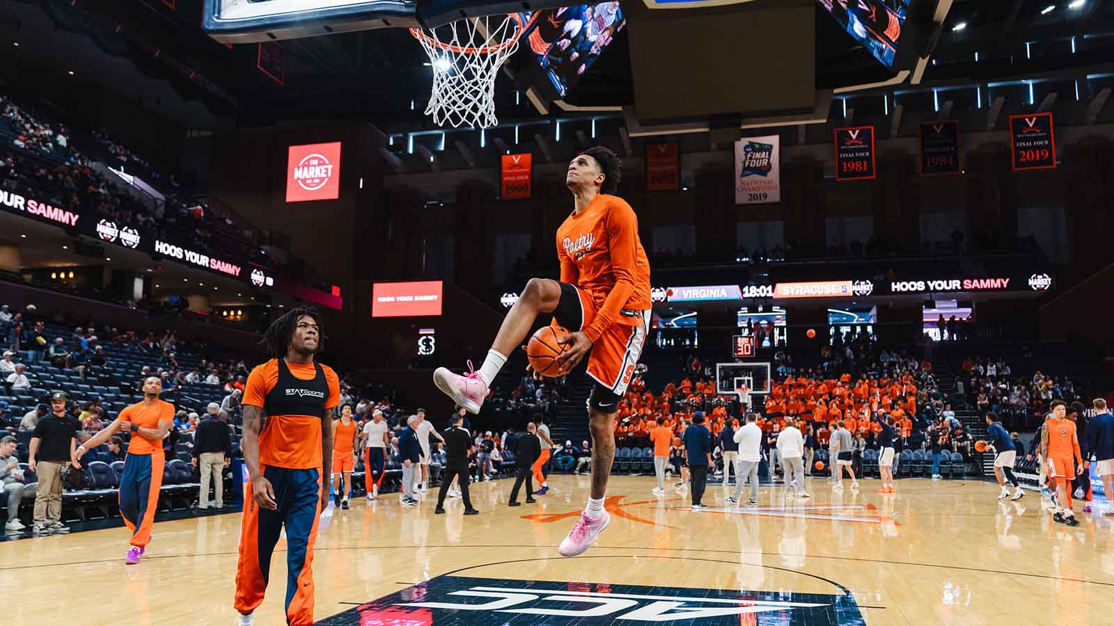 Syracuse Orange forward Kiyan Anthony (7) warms up before the game against the Virginia Cavaliers at John Paul Jones Arena.