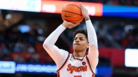 Syracuse Orange guard Kiyan Anthony (7) shoots a free throw during the second half against the North Carolina Tar Heels at the JMA Wireless Dome.