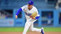 Los Angeles Dodgers pitcher Kyle Hurt (63) throws against the Washington Nationals during the first inning at Dodger Stadium.