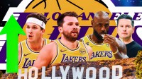 Lakers' Luka Doncic, Austin Reaves, LeBron James and JJ Redick