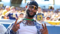 Former Pittsburgh Steeler football player Le'Veon Bell poses for a photo during the third quarter against the Robert Morris Colonials at Milan Puskar Stadium. Mandatory Credit: Ben Queen-Imagn Images