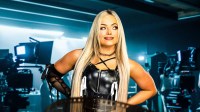 WWE Superstar Liv Morgan on a movie set.