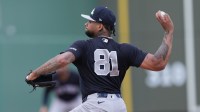 New York Yankees pitcher Luis Gil (81) pitches against the Boston Red Sox in the first inning at JetBlue Park at Fenway South