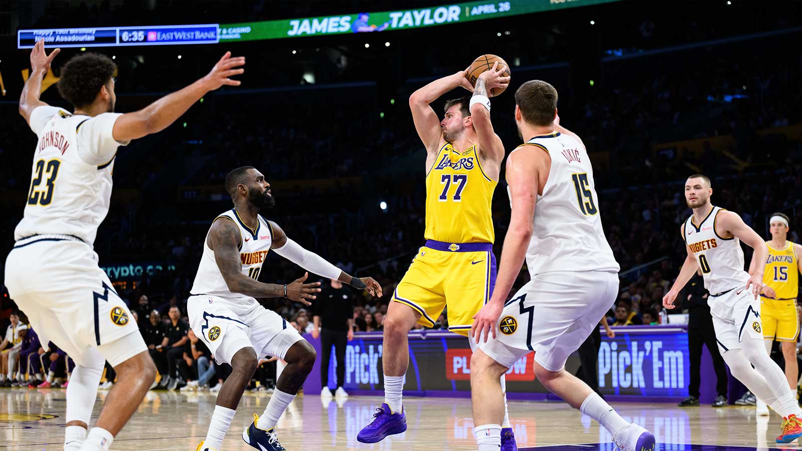 Lakers’ Luka Doncic blocks Tim Hardaway Jr. for epic OT win over Nuggets